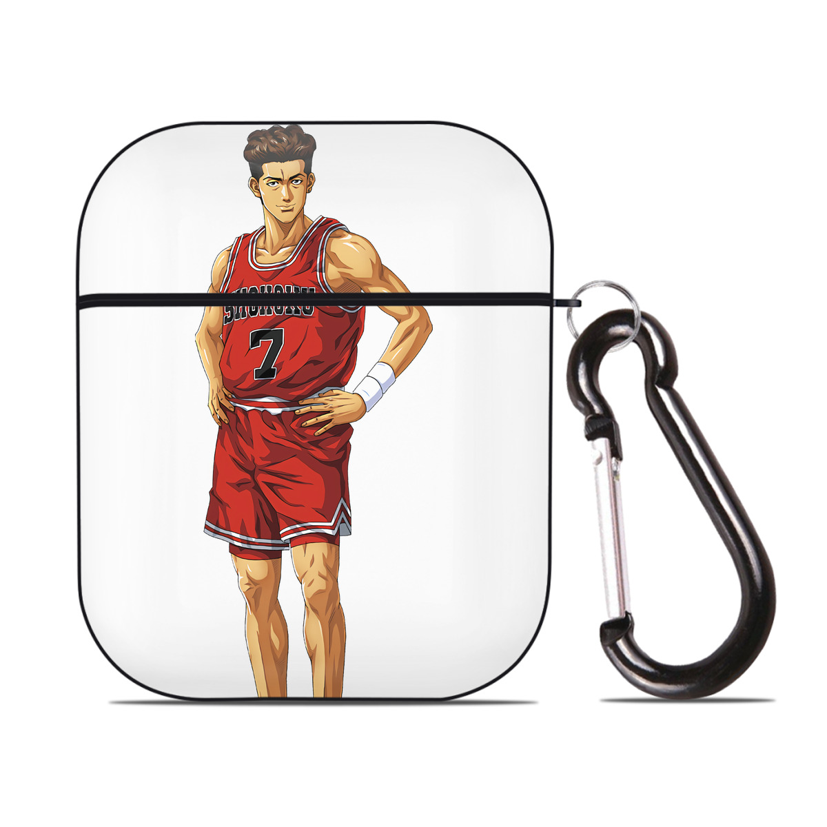 （画像用） SLAM DUNK／スラムダンク AirPods 第2世代保護ケース ハードシェル ブラック 耐衝撃・防指紋・カラビナ付き