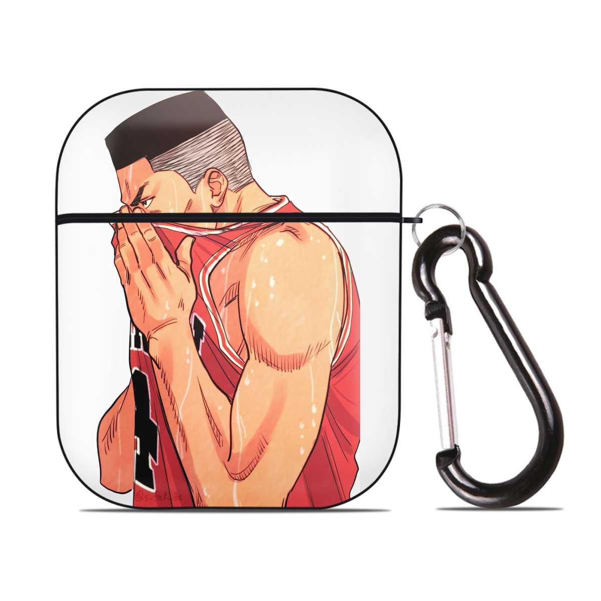 （画像用） SLAM DUNK／スラムダンク AirPods 第2世代保護ケース ハードシェル ブラック 耐衝撃・防指紋・カラビナ付き