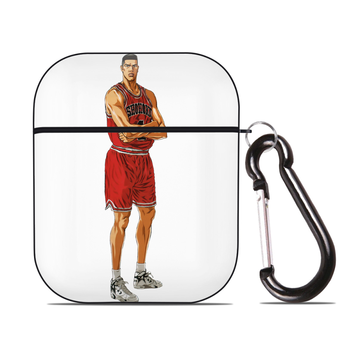 （画像用） SLAM DUNK／スラムダンク AirPods 第2世代保護ケース ハードシェル ブラック 耐衝撃・防指紋・カラビナ付き