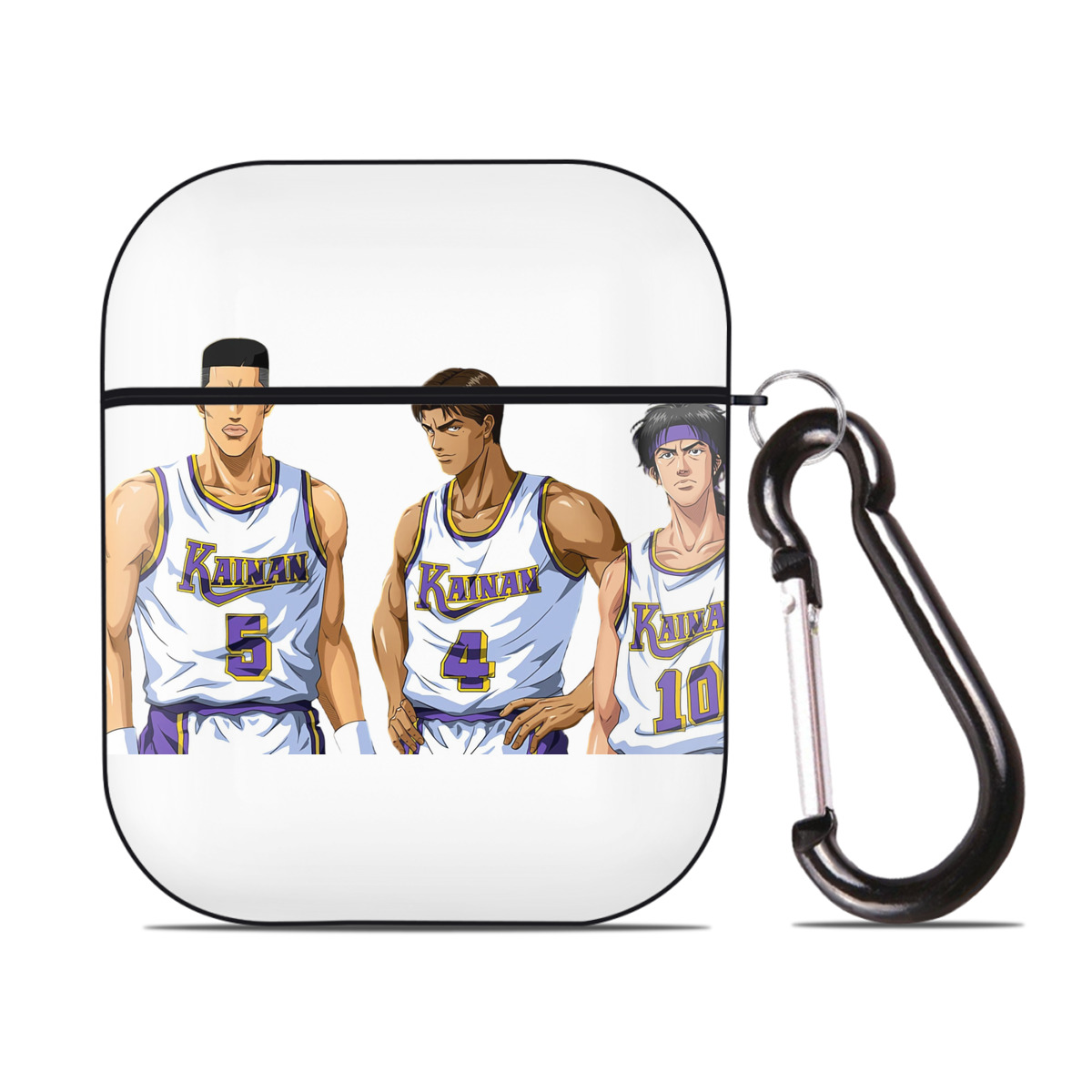 （画像用） SLAM DUNK／スラムダンク AirPods 第2世代保護ケース ハードシェル ブラック 耐衝撃・防指紋・カラビナ付き