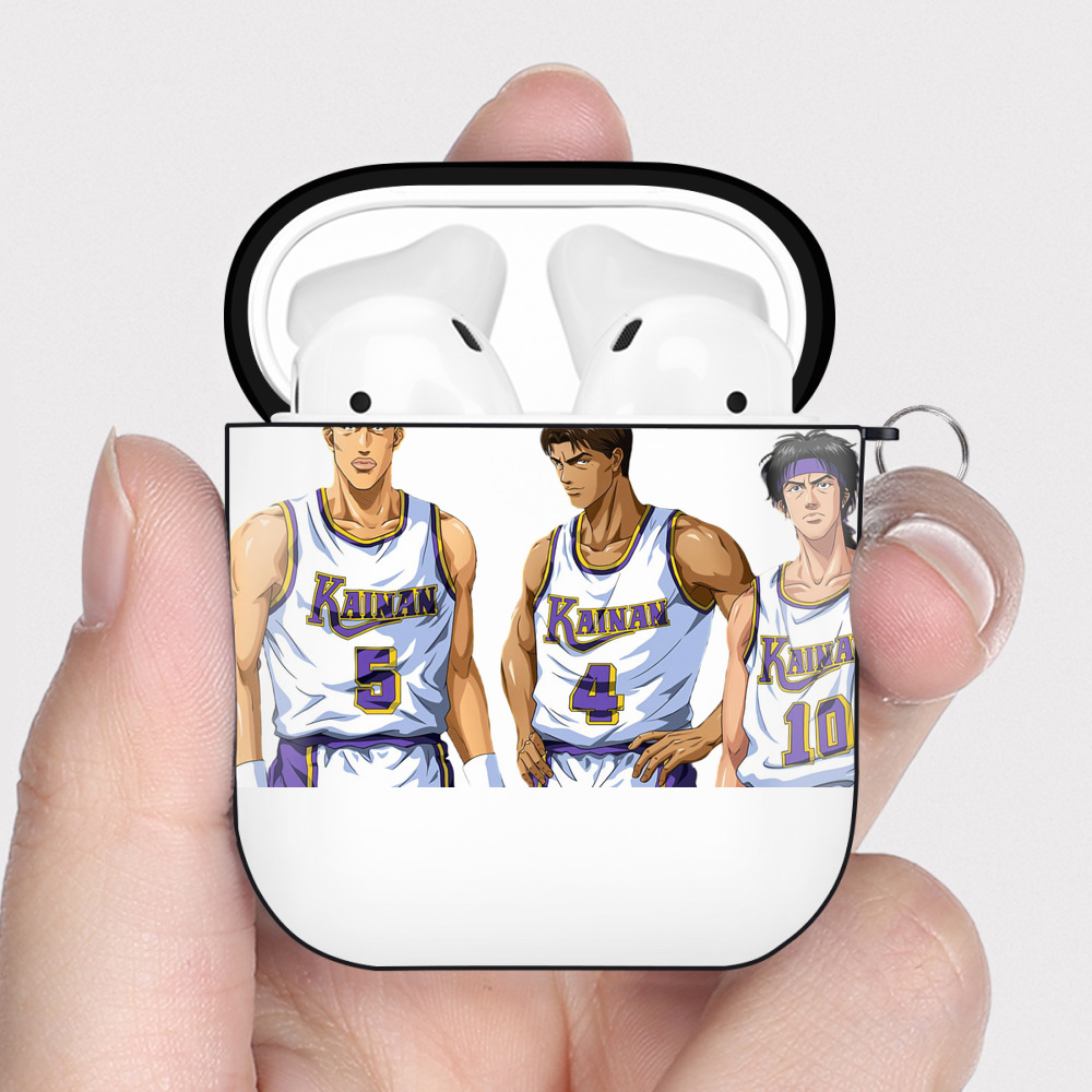 （画像用） SLAM DUNK／スラムダンク AirPods 第2世代保護ケース ハードシェル ブラック 耐衝撃・防指紋・カラビナ付き