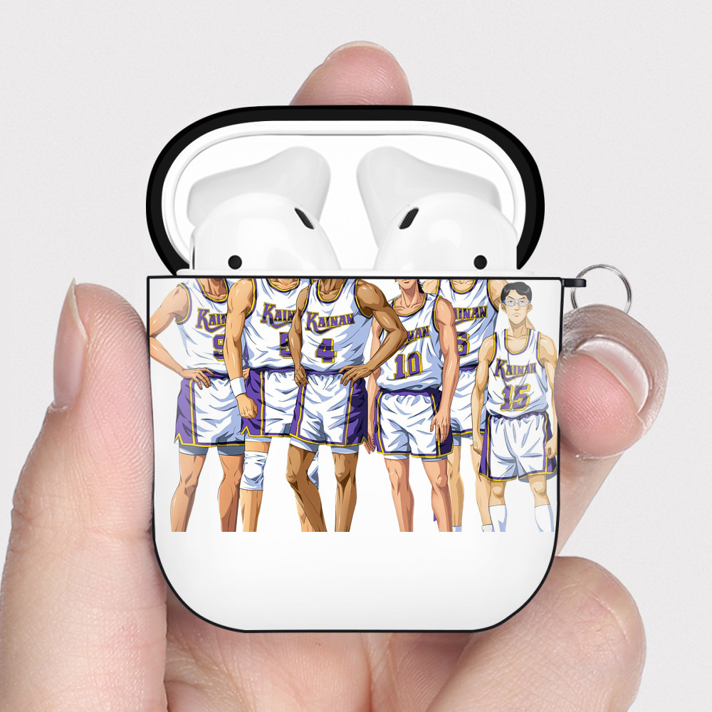 （画像用） SLAM DUNK／スラムダンク AirPods 第2世代保護ケース ハードシェル ブラック 耐衝撃・防指紋・カラビナ付き