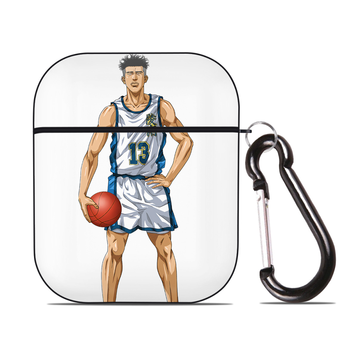 （画像用） SLAM DUNK／スラムダンク AirPods 第2世代保護ケース ハードシェル ブラック 耐衝撃・防指紋・カラビナ付き