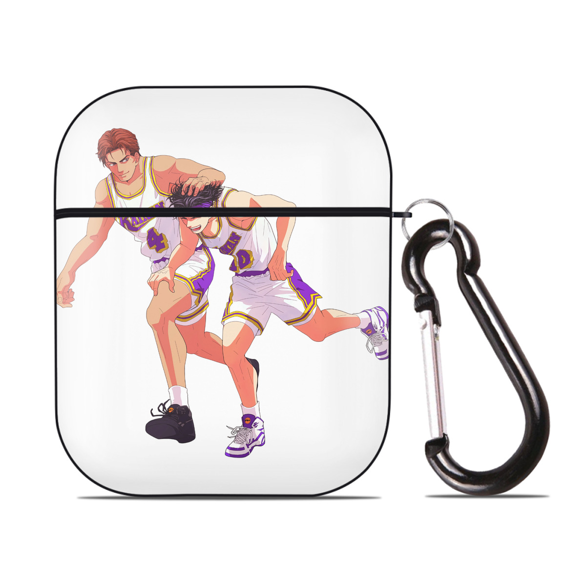 （画像用） SLAM DUNK／スラムダンク AirPods 第2世代保護ケース ハードシェル ブラック 耐衝撃・防指紋・カラビナ付き