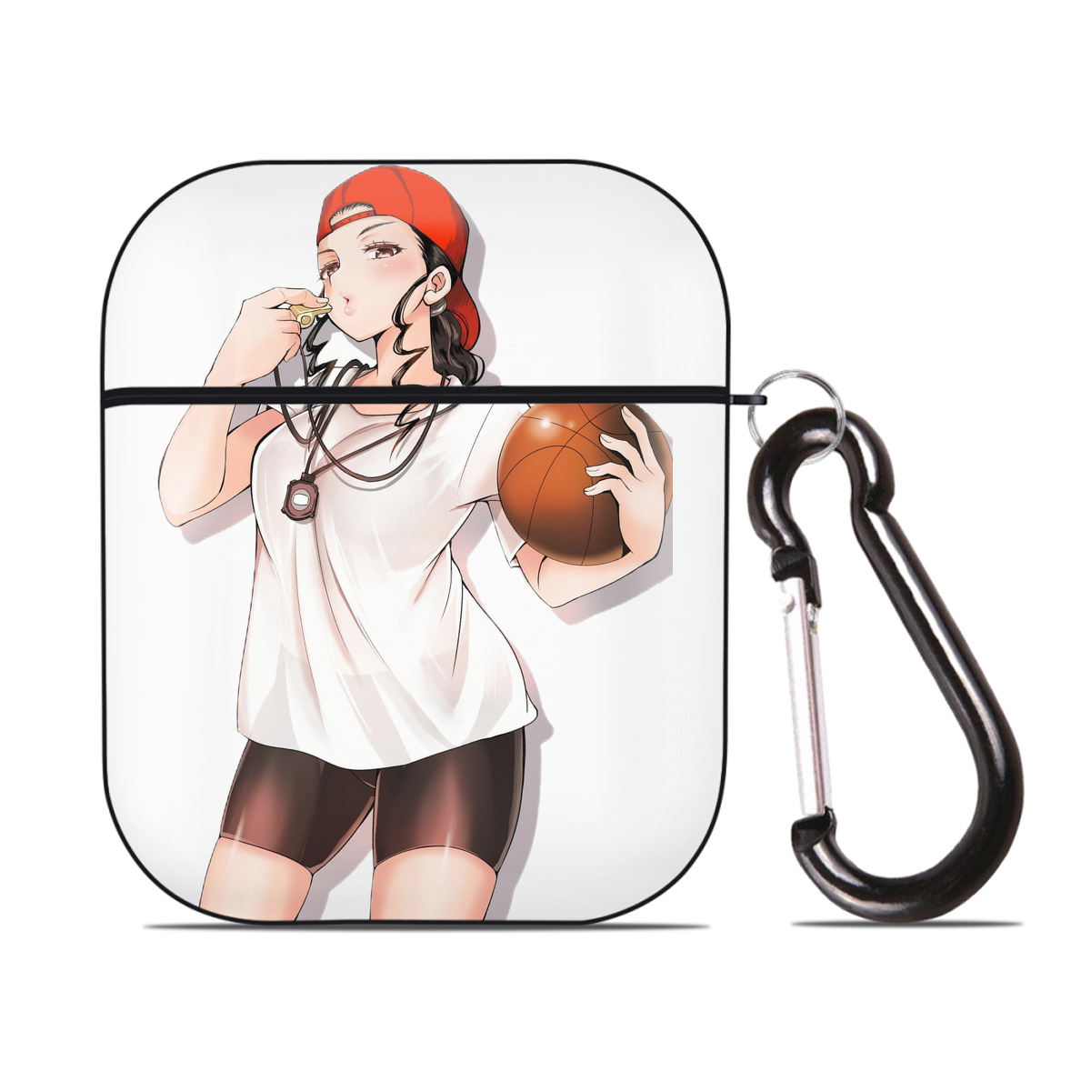（画像用） SLAM DUNK／スラムダンク AirPods 第2世代保護ケース ハードシェル ブラック 耐衝撃・防指紋・カラビナ付き