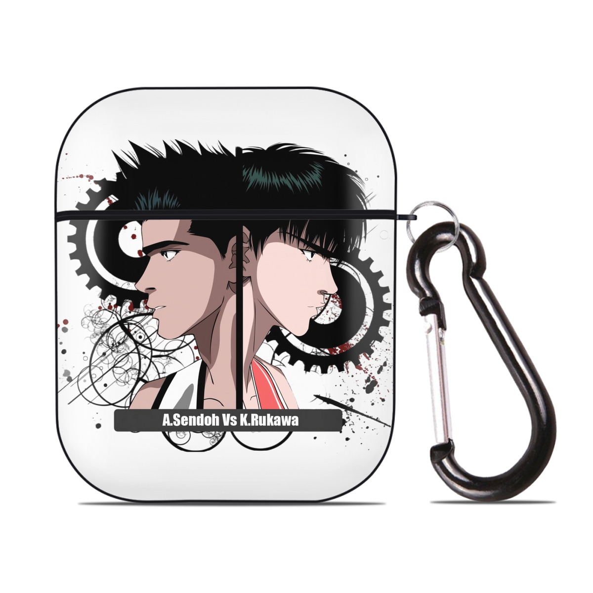 （画像用） SLAM DUNK／スラムダンク AirPods 第2世代保護ケース ハードシェル ブラック 耐衝撃・防指紋・カラビナ付き