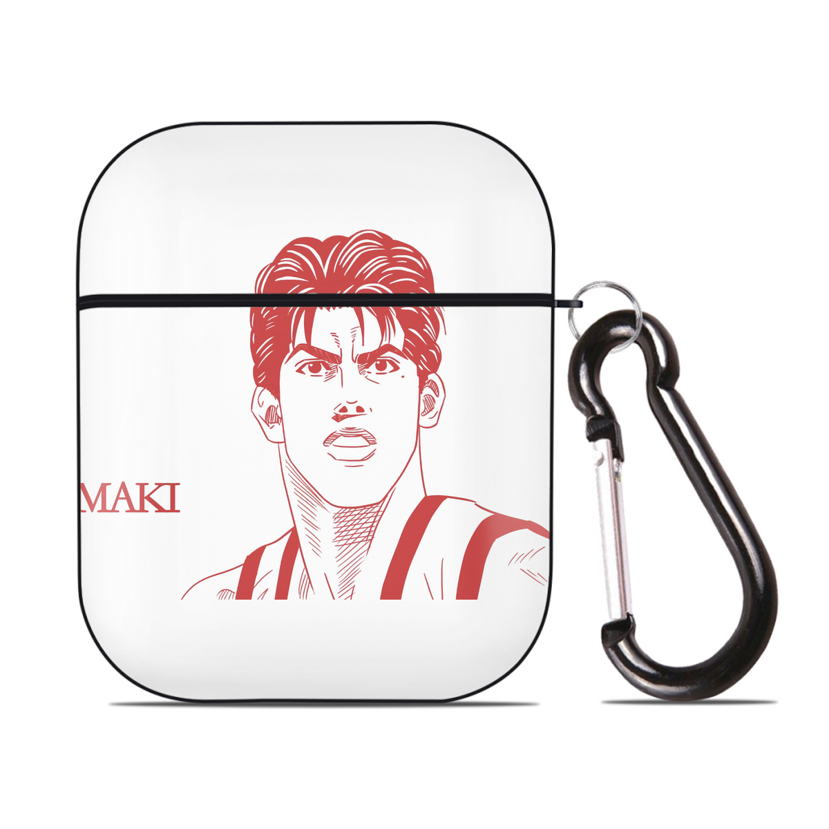 （画像用） SLAM DUNK／スラムダンク AirPods 第2世代保護ケース ハードシェル ブラック 耐衝撃・防指紋・カラビナ付き