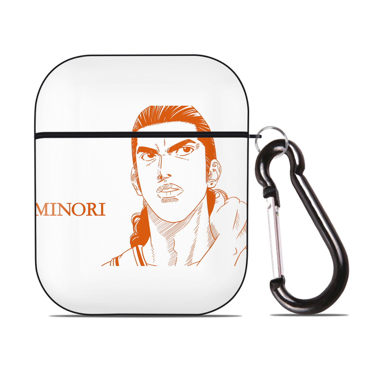 （画像用） SLAM DUNK／スラムダンク AirPods 第2世代保護ケース ハードシェル ブラック 耐衝撃・防指紋・カラビナ付き