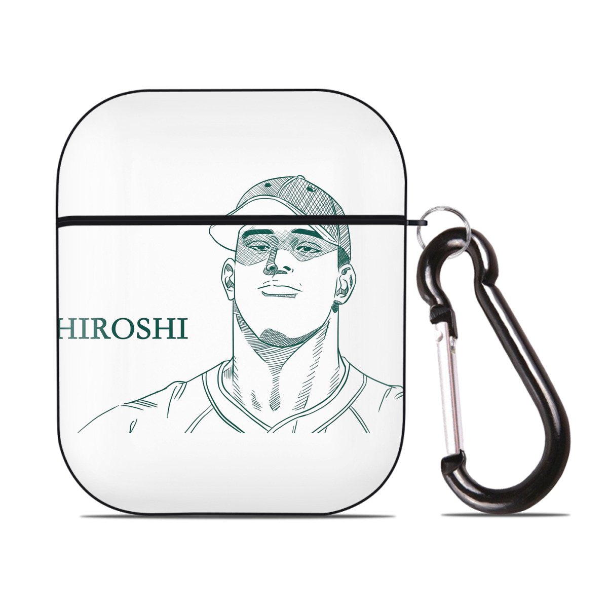 （画像用） SLAM DUNK／スラムダンク AirPods 第2世代保護ケース ハードシェル ブラック 耐衝撃・防指紋・カラビナ付き