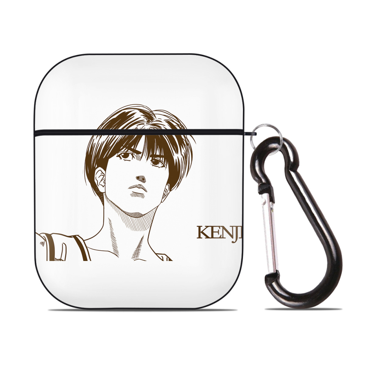 （画像用） SLAM DUNK／スラムダンク AirPods 第2世代保護ケース ハードシェル ブラック 耐衝撃・防指紋・カラビナ付き