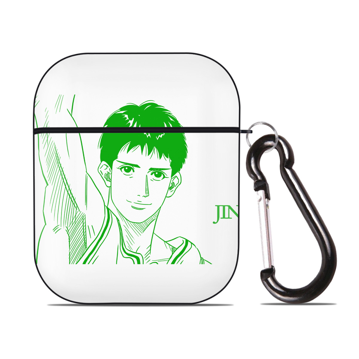 （画像用） SLAM DUNK／スラムダンク AirPods 第2世代保護ケース ハードシェル ブラック 耐衝撃・防指紋・カラビナ付き