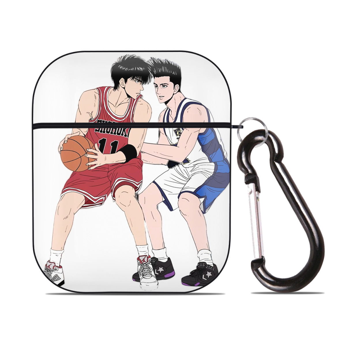 （画像用） SLAM DUNK／スラムダンク AirPods 第2世代保護ケース ハードシェル ブラック 耐衝撃・防指紋・カラビナ付き