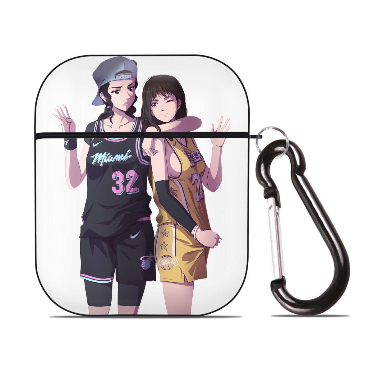 （画像用） SLAM DUNK／スラムダンク AirPods 第2世代保護ケース ハードシェル ブラック 耐衝撃・防指紋・カラビナ付き