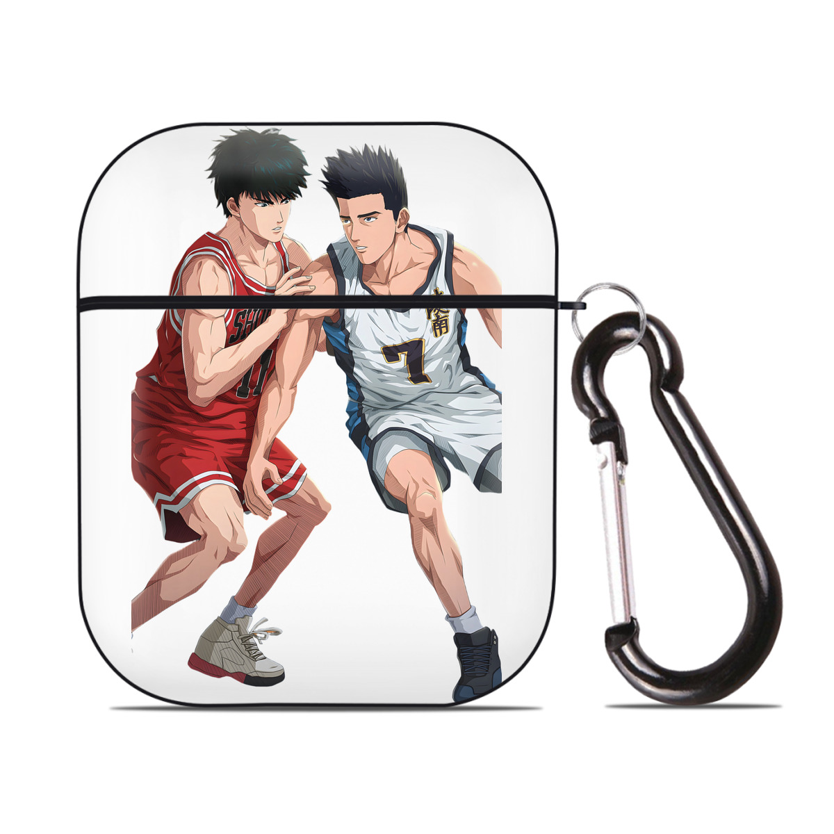 （画像用） SLAM DUNK／スラムダンク AirPods 第2世代保護ケース ハードシェル ブラック 耐衝撃・防指紋・カラビナ付き