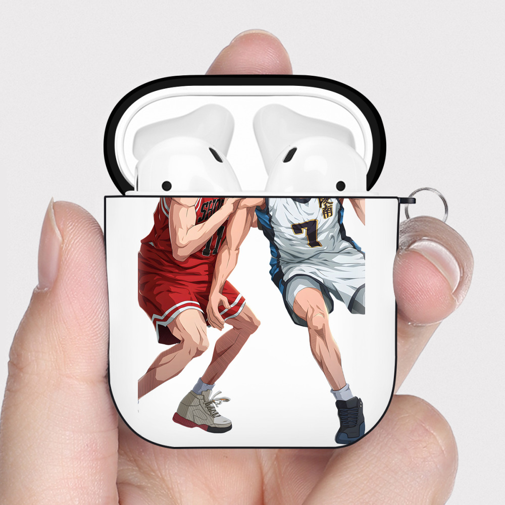 （画像用） SLAM DUNK／スラムダンク AirPods 第2世代保護ケース ハードシェル ブラック 耐衝撃・防指紋・カラビナ付き