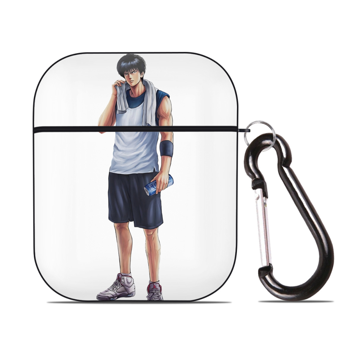 （画像用） SLAM DUNK／スラムダンク AirPods 第2世代保護ケース ハードシェル ブラック 耐衝撃・防指紋・カラビナ付き