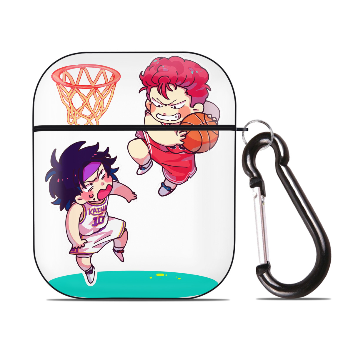 （画像用） SLAM DUNK／スラムダンク AirPods 第2世代保護ケース ハードシェル ブラック 耐衝撃・防指紋・カラビナ付き