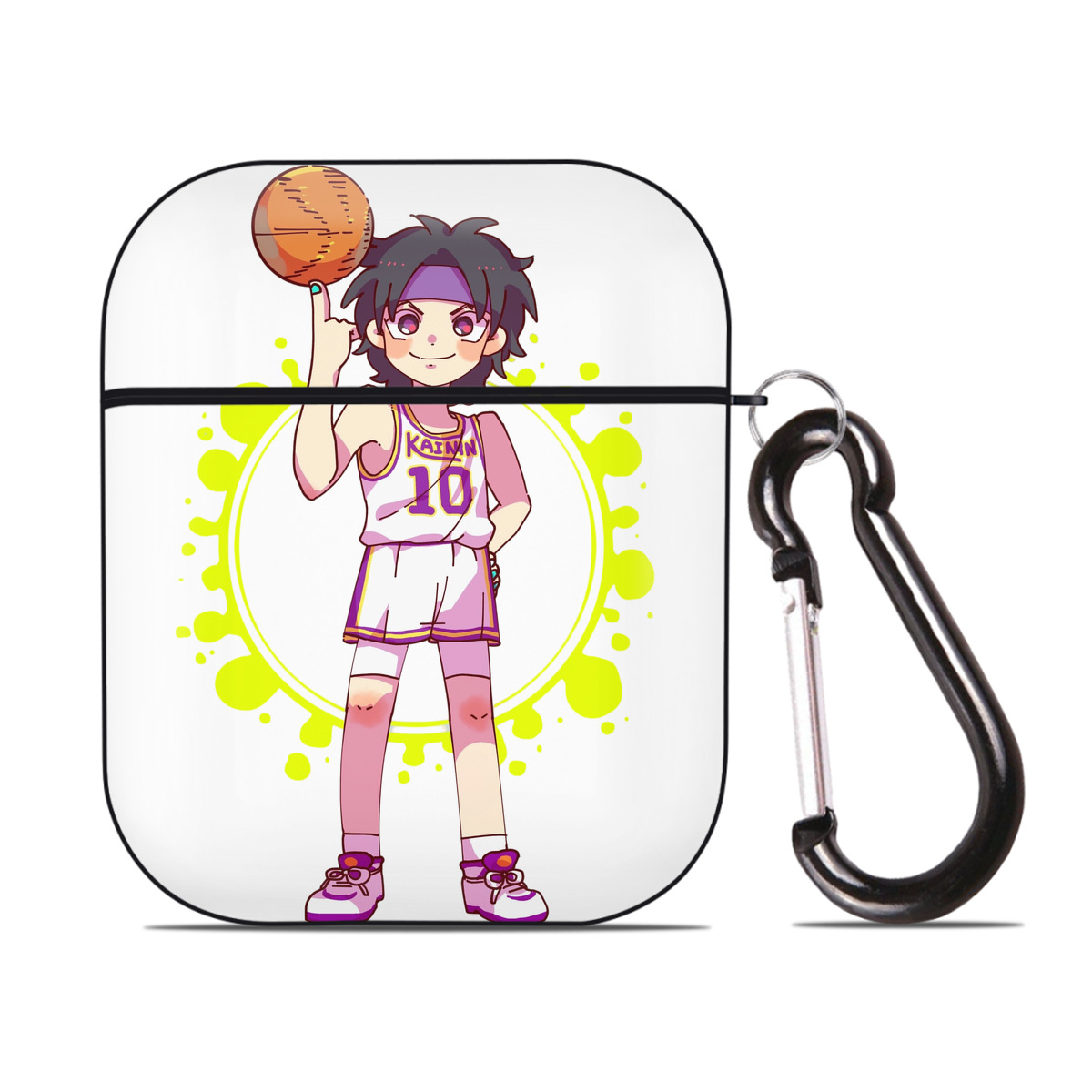 （画像用） SLAM DUNK／スラムダンク AirPods 第2世代保護ケース ハードシェル ブラック 耐衝撃・防指紋・カラビナ付き