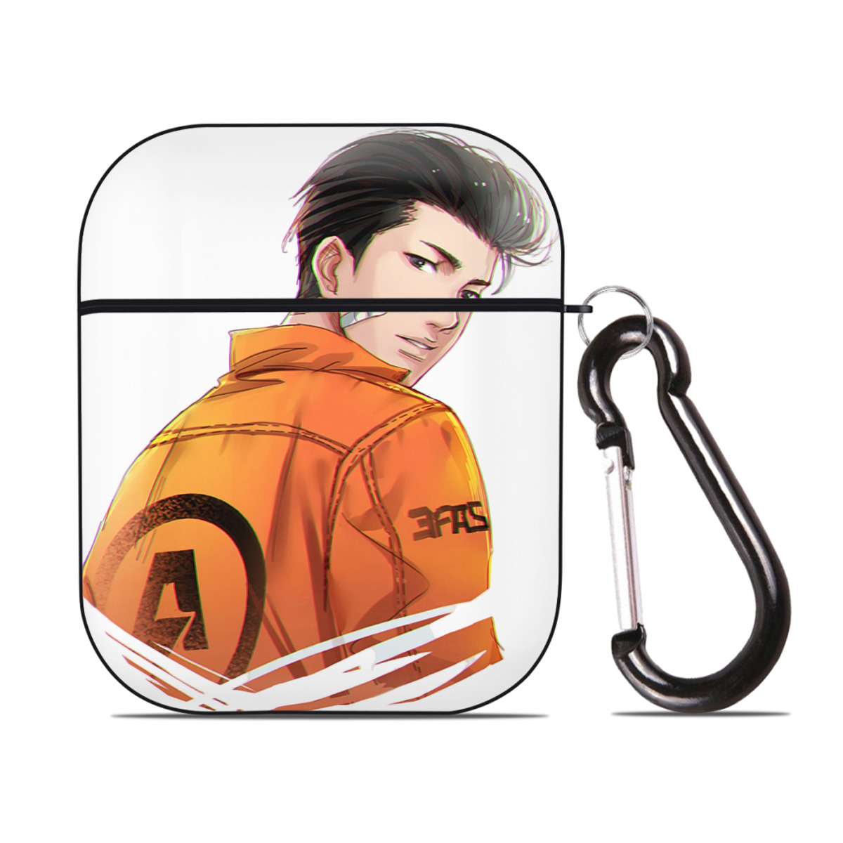 （画像用） SLAM DUNK／スラムダンク AirPods 第2世代保護ケース ハードシェル ブラック 耐衝撃・防指紋・カラビナ付き
