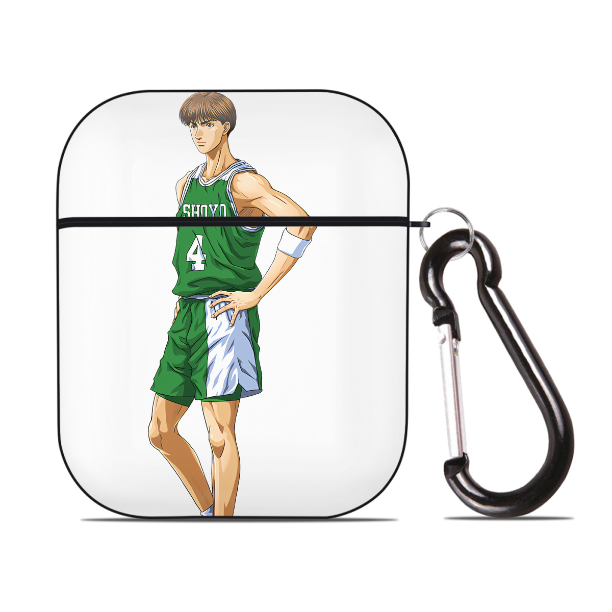 （画像用） SLAM DUNK／スラムダンク AirPods 第2世代保護ケース ハードシェル ブラック 耐衝撃・防指紋・カラビナ付き