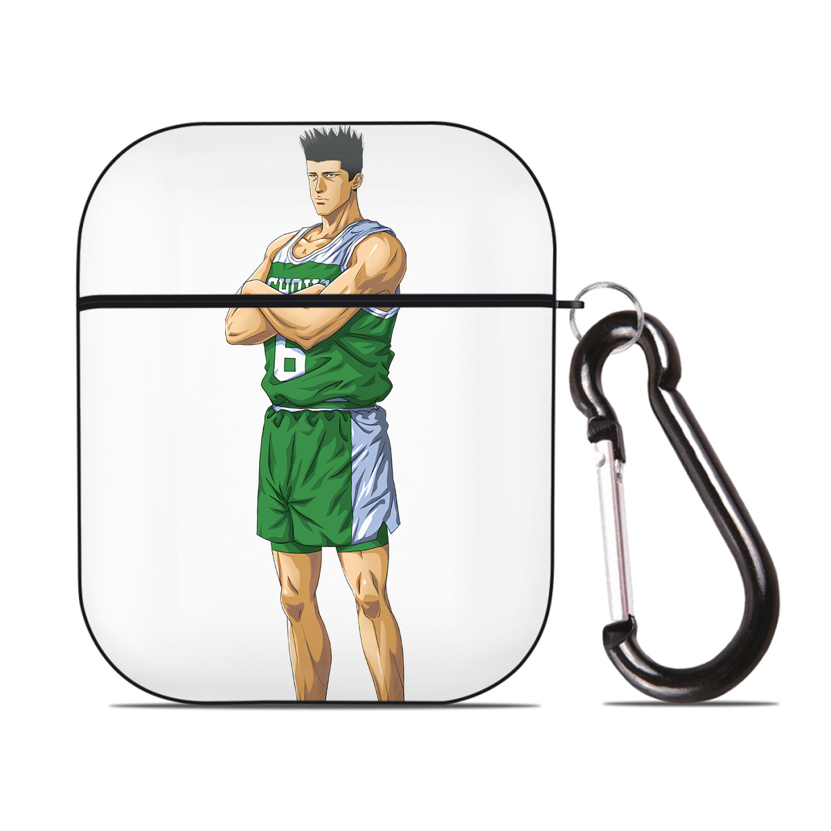 （画像用） SLAM DUNK／スラムダンク AirPods 第2世代保護ケース ハードシェル ブラック 耐衝撃・防指紋・カラビナ付き