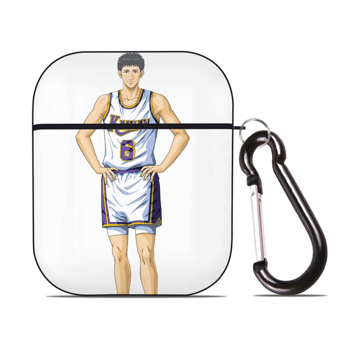（画像用） SLAM DUNK／スラムダンク AirPods 第2世代保護ケース ハードシェル ブラック 耐衝撃・防指紋・カラビナ付き