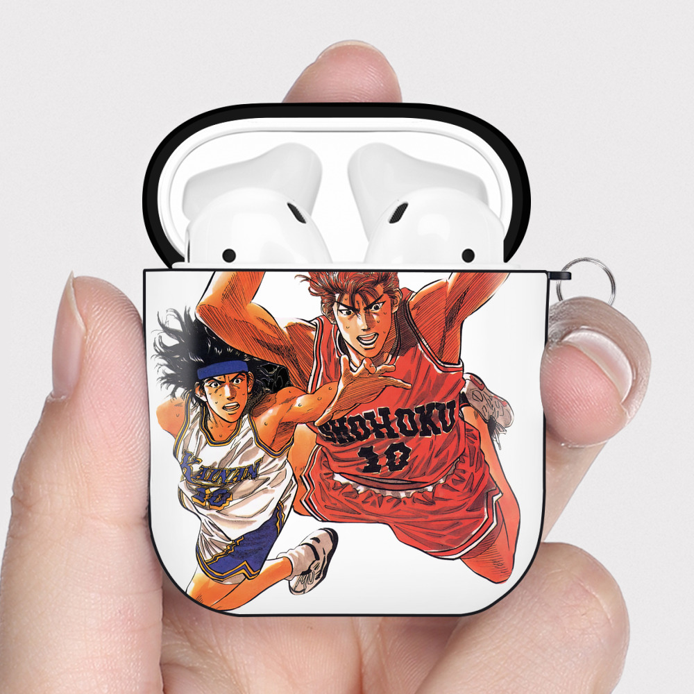 （画像用） SLAM DUNK／スラムダンク AirPods 第2世代保護ケース ハードシェル ブラック 耐衝撃・防指紋・カラビナ付き