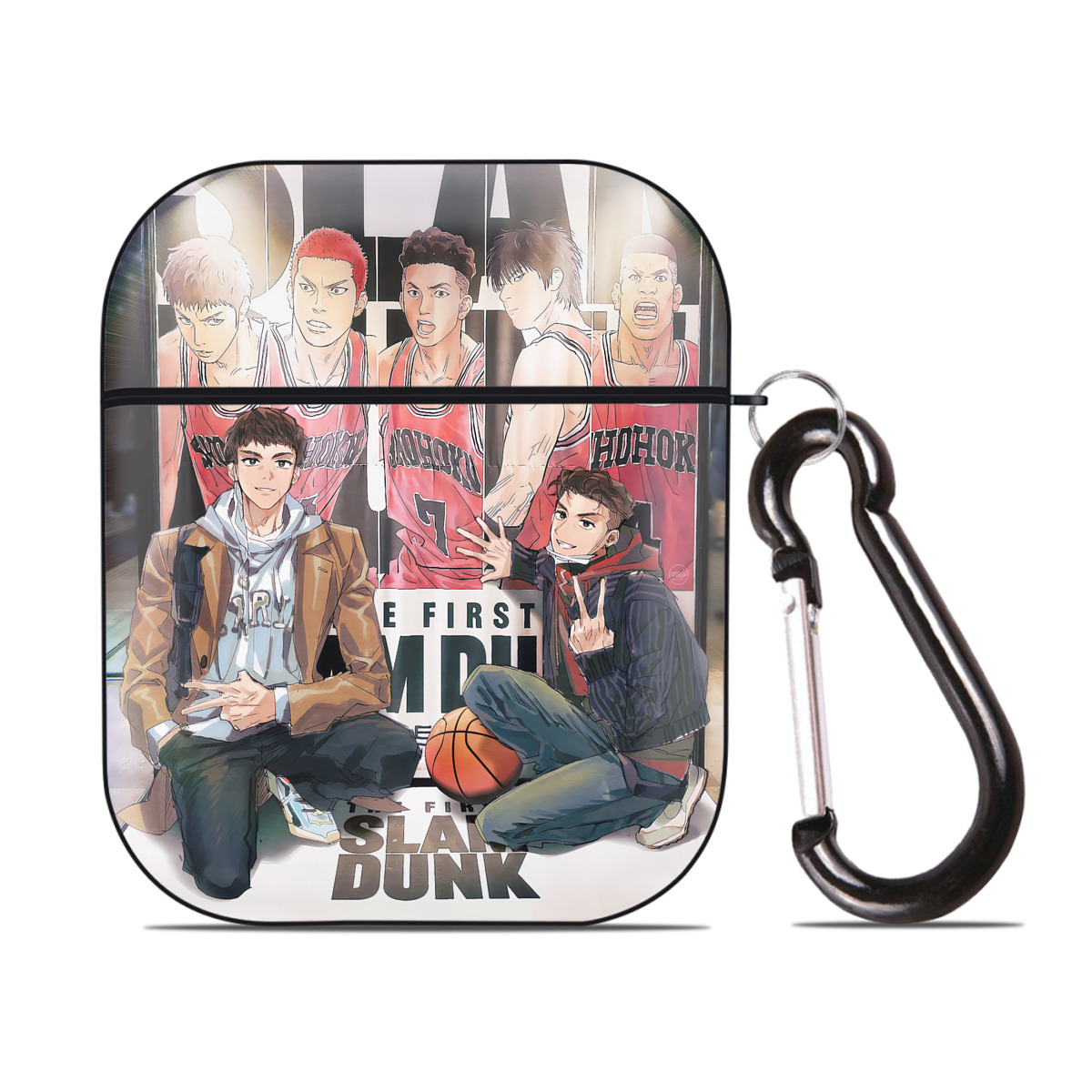 （画像用） SLAM DUNK／スラムダンク AirPods 第2世代保護ケース ハードシェル ブラック 耐衝撃・防指紋・カラビナ付き