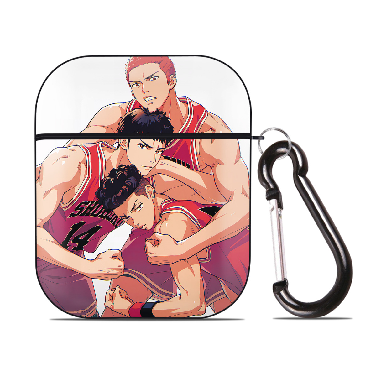 （画像用） SLAM DUNK／スラムダンク AirPods 第2世代保護ケース ハードシェル ブラック 耐衝撃・防指紋・カラビナ付き