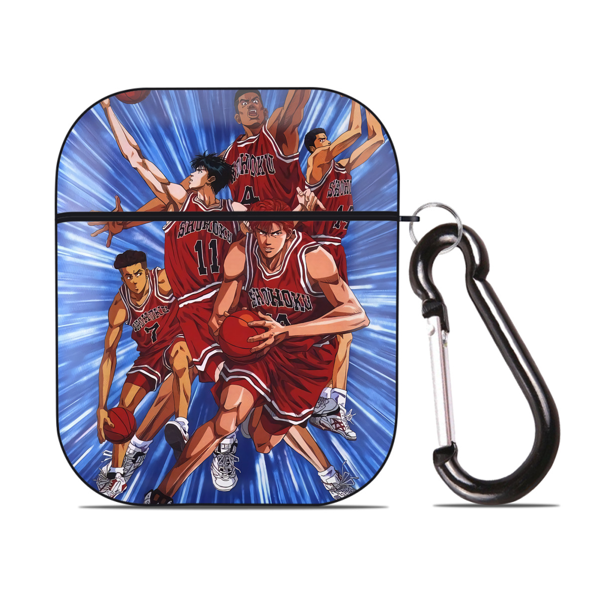 （画像用） SLAM DUNK／スラムダンク AirPods 第2世代保護ケース ハードシェル ブラック 耐衝撃・防指紋・カラビナ付き