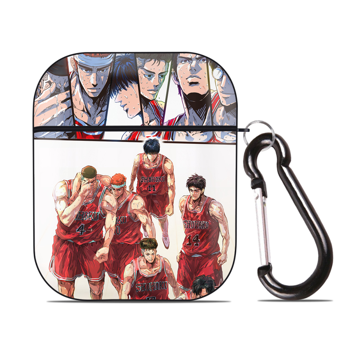 （画像用） SLAM DUNK／スラムダンク AirPods 第2世代保護ケース ハードシェル ブラック 耐衝撃・防指紋・カラビナ付き