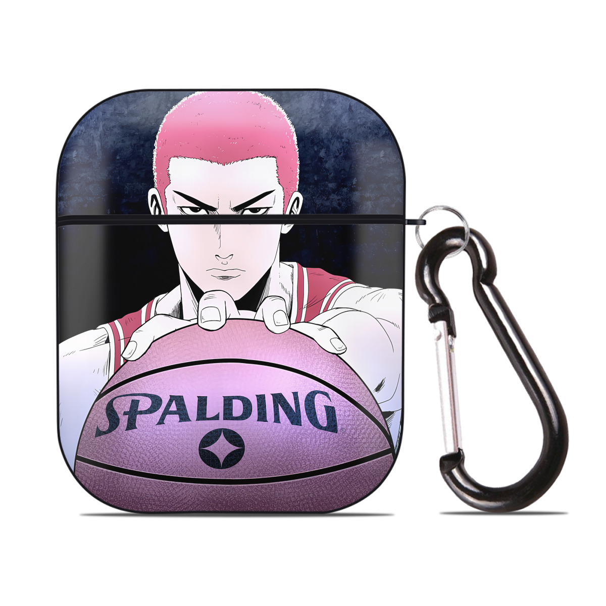 （画像用） SLAM DUNK／スラムダンク AirPods 第2世代保護ケース ハードシェル ブラック 耐衝撃・防指紋・カラビナ付き