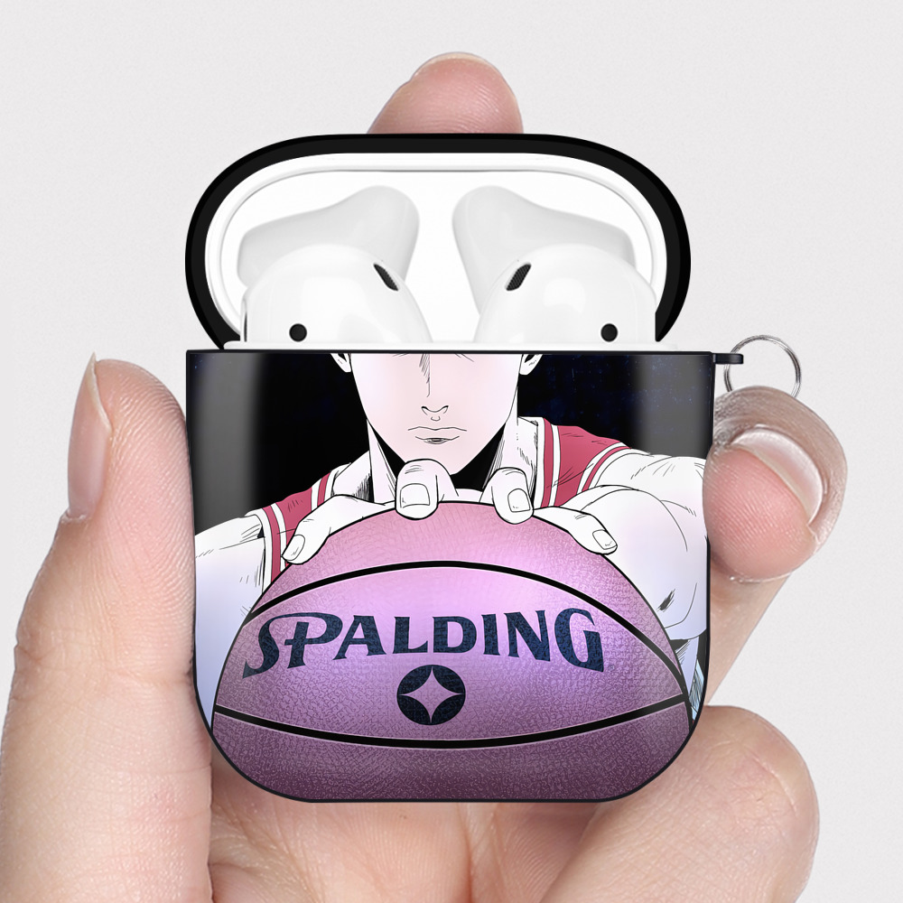 （画像用） SLAM DUNK／スラムダンク AirPods 第2世代保護ケース ハードシェル ブラック 耐衝撃・防指紋・カラビナ付き