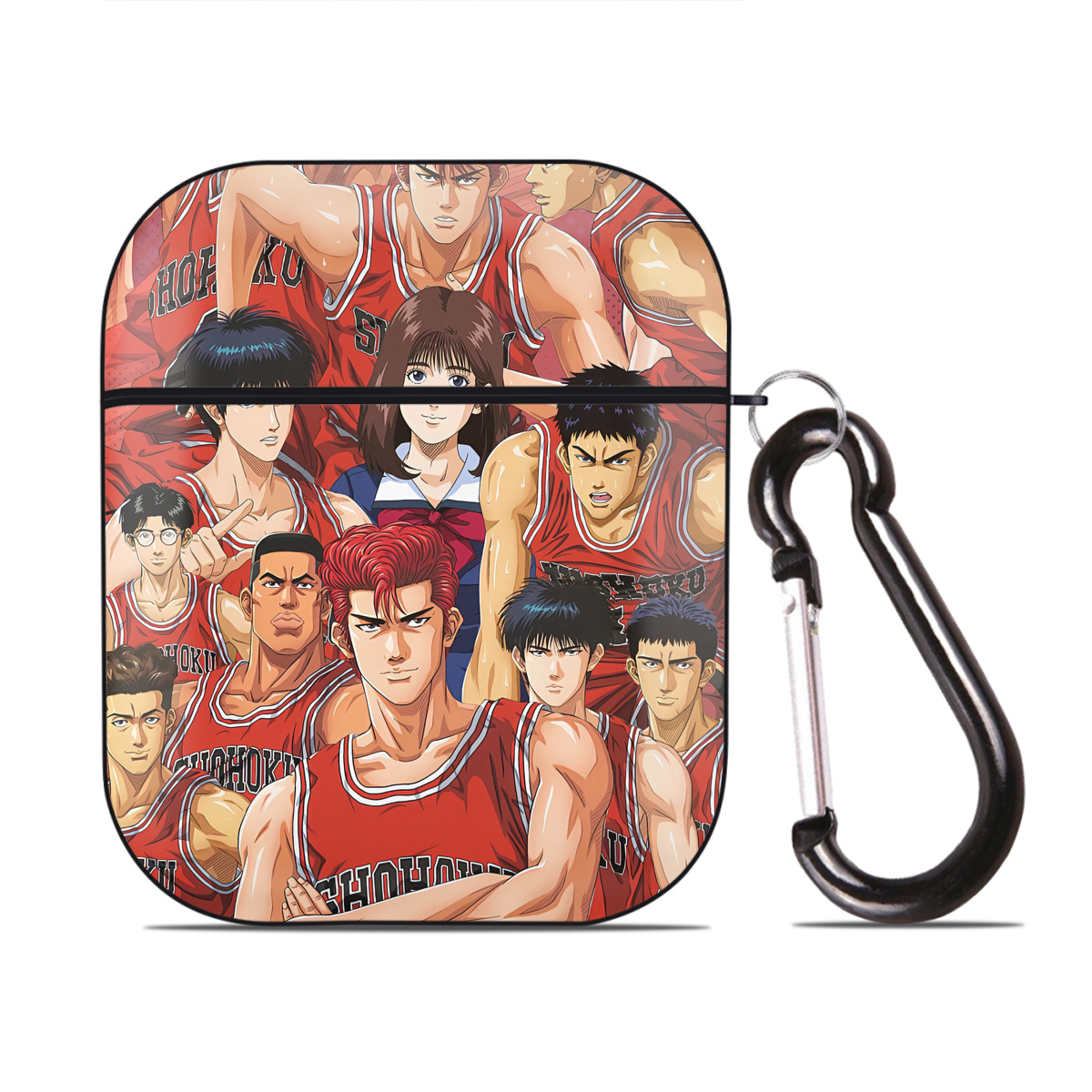 （画像用） SLAM DUNK／スラムダンク AirPods 第2世代保護ケース ハードシェル ブラック 耐衝撃・防指紋・カラビナ付き