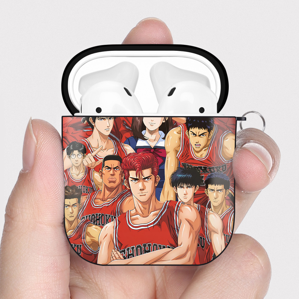 （画像用） SLAM DUNK／スラムダンク AirPods 第2世代保護ケース ハードシェル ブラック 耐衝撃・防指紋・カラビナ付き