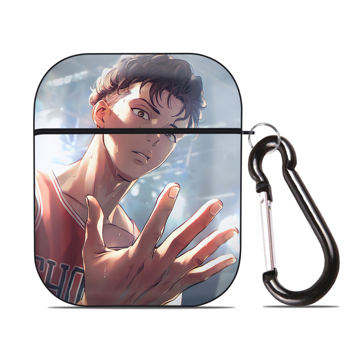 （画像用） SLAM DUNK／スラムダンク AirPods 第2世代保護ケース ハードシェル ブラック 耐衝撃・防指紋・カラビナ付き