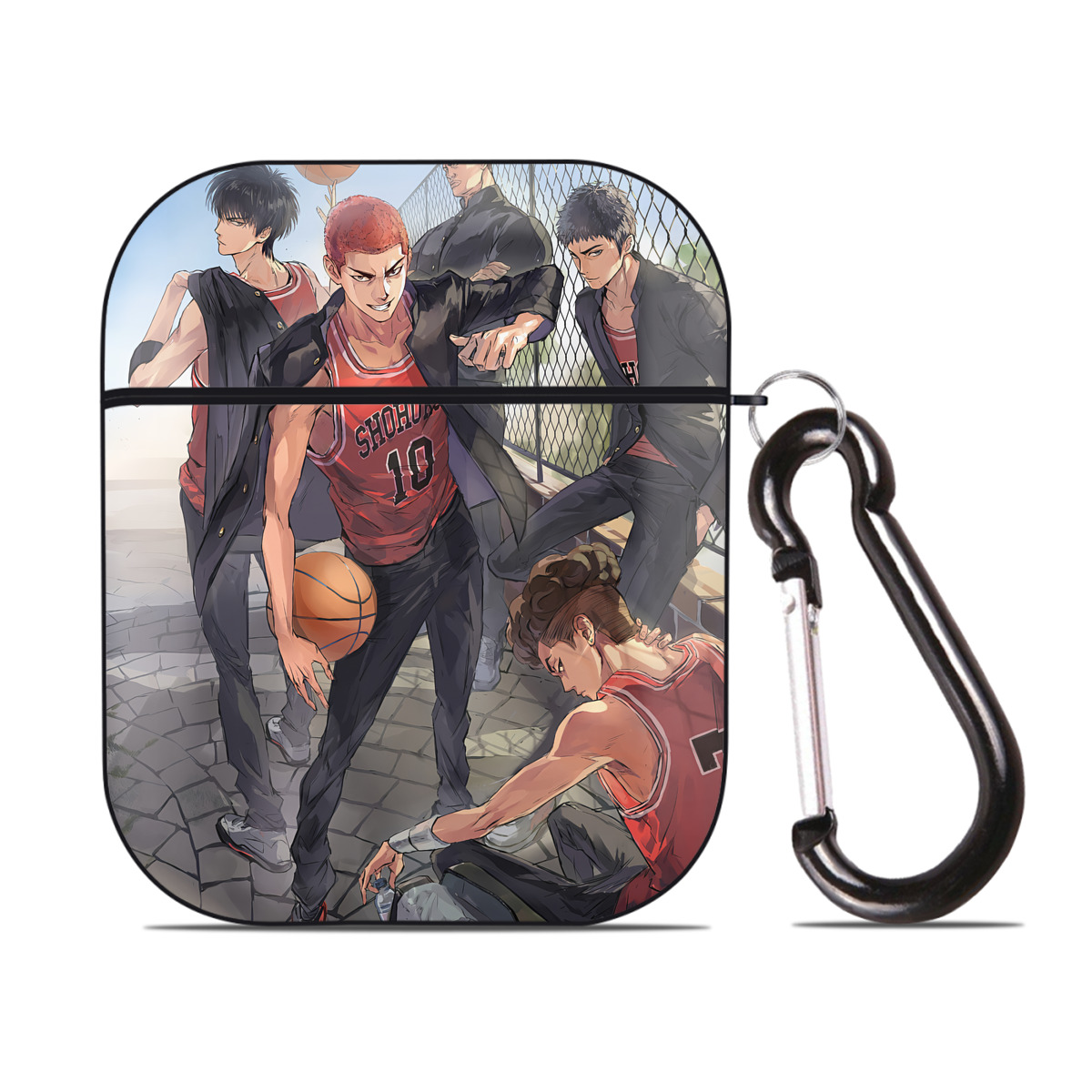 （画像用） SLAM DUNK／スラムダンク AirPods 第2世代保護ケース ハードシェル ブラック 耐衝撃・防指紋・カラビナ付き