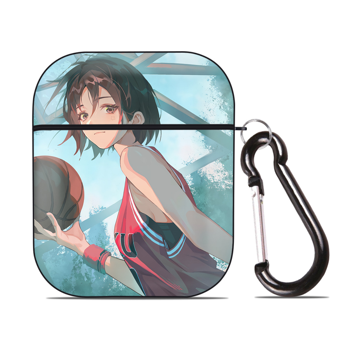 （画像用） SLAM DUNK／スラムダンク AirPods 第2世代保護ケース ハードシェル ブラック 耐衝撃・防指紋・カラビナ付き