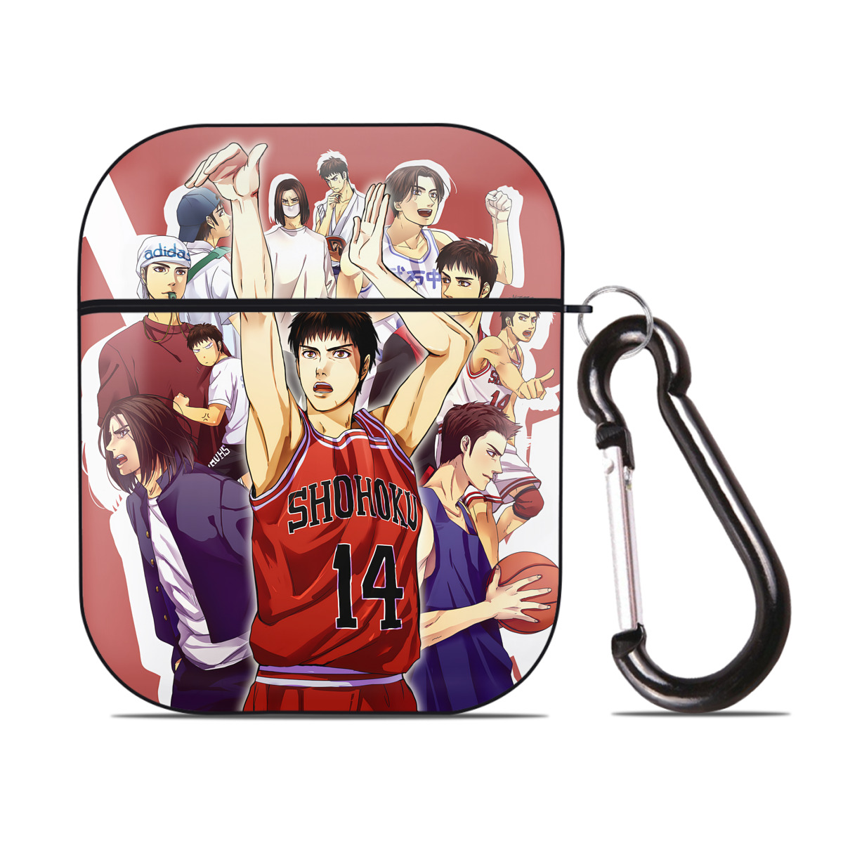 （画像用） SLAM DUNK／スラムダンク AirPods 第2世代保護ケース ハードシェル ブラック 耐衝撃・防指紋・カラビナ付き
