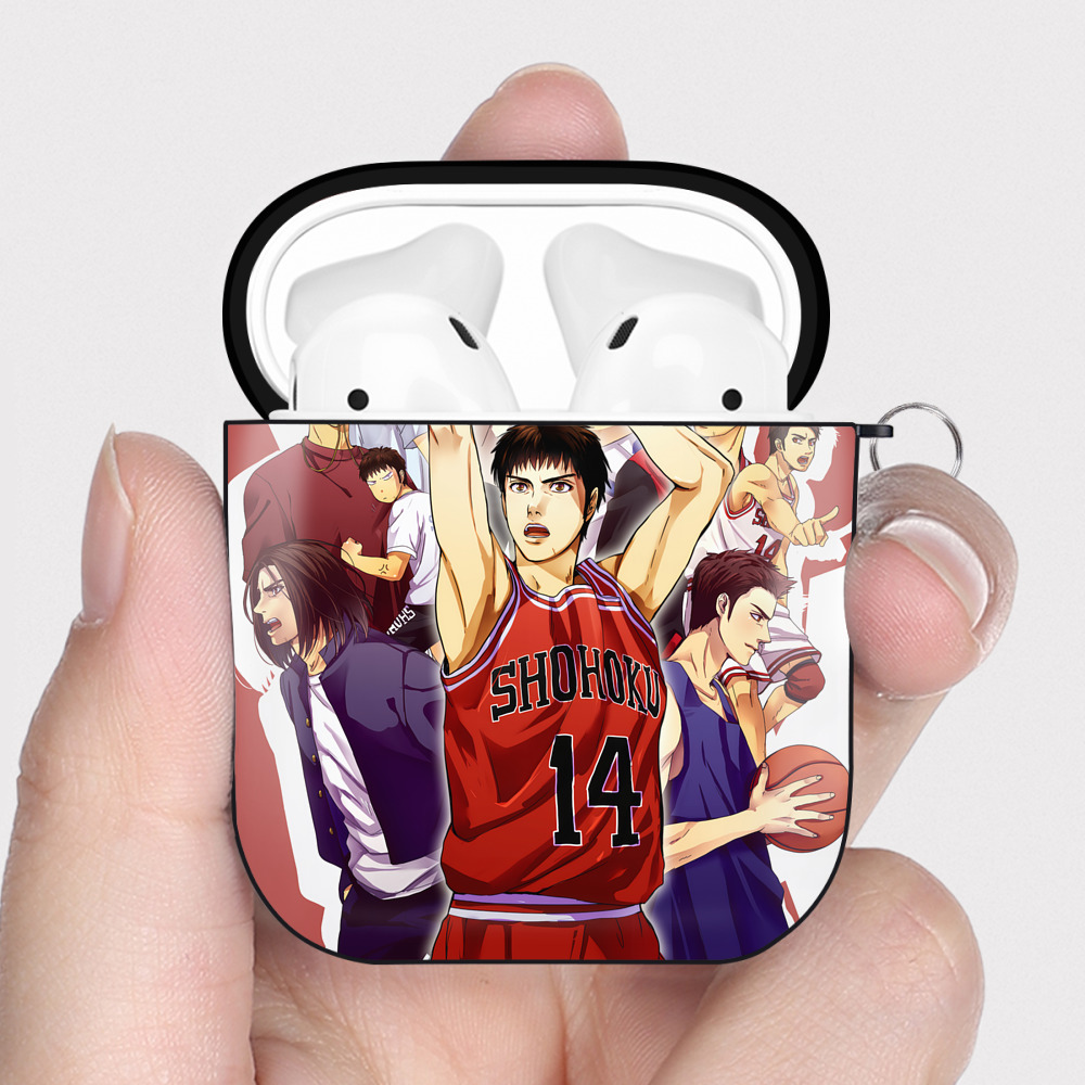 （画像用） SLAM DUNK／スラムダンク AirPods 第2世代保護ケース ハードシェル ブラック 耐衝撃・防指紋・カラビナ付き