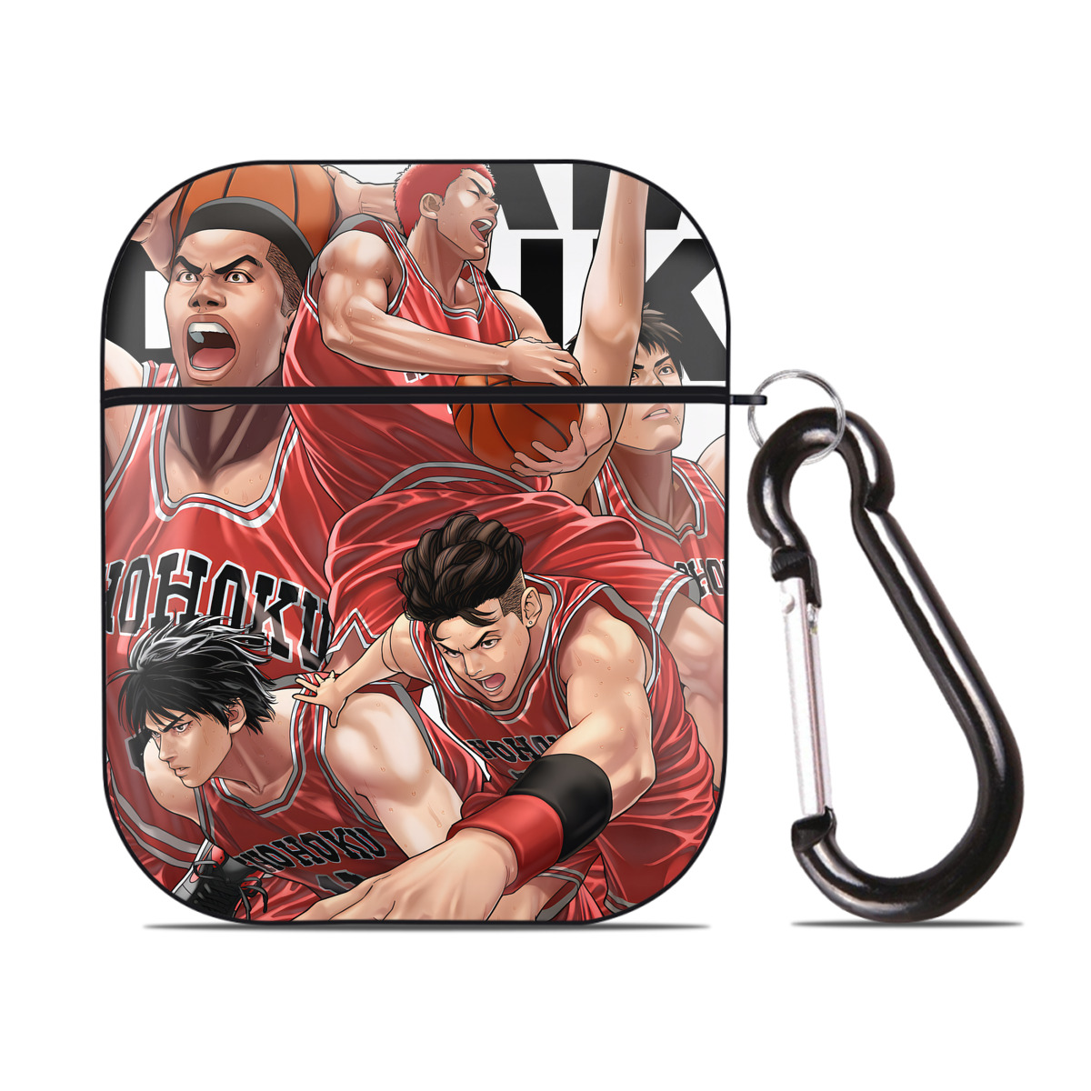 （画像用） SLAM DUNK／スラムダンク AirPods 第2世代保護ケース ハードシェル ブラック 耐衝撃・防指紋・カラビナ付き
