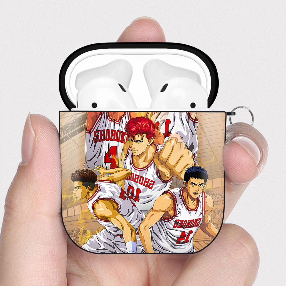 （画像用） SLAM DUNK／スラムダンク AirPods 第2世代保護ケース ハードシェル ブラック 耐衝撃・防指紋・カラビナ付き