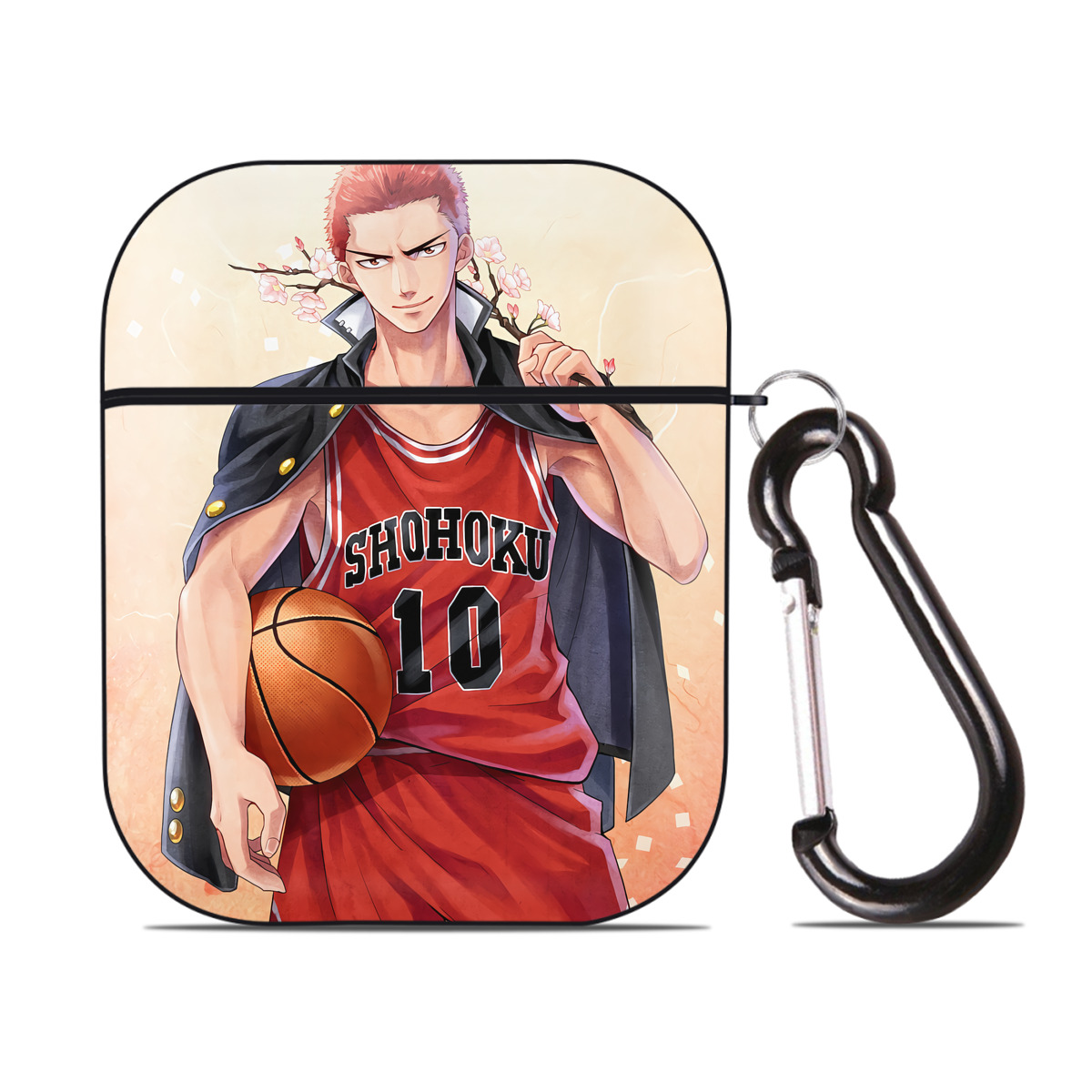 （画像用） SLAM DUNK／スラムダンク AirPods 第2世代保護ケース ハードシェル ブラック 耐衝撃・防指紋・カラビナ付き