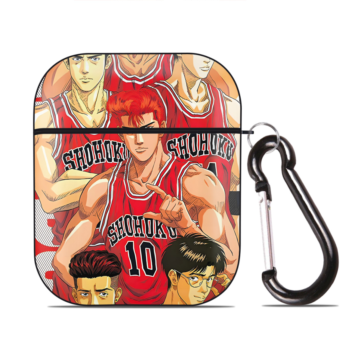 （画像用） SLAM DUNK／スラムダンク AirPods 第2世代保護ケース ハードシェル ブラック 耐衝撃・防指紋・カラビナ付き