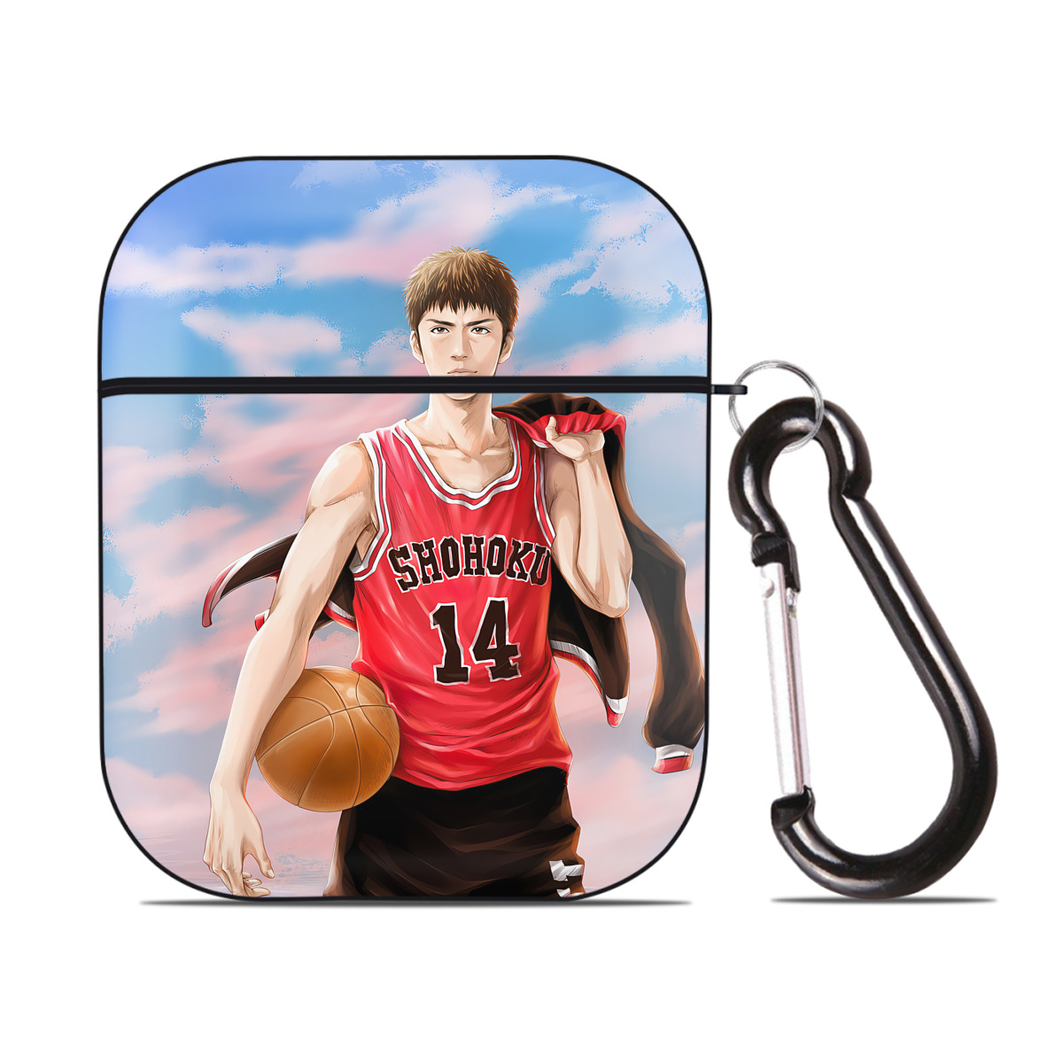 （画像用） SLAM DUNK／スラムダンク AirPods 第2世代保護ケース ハードシェル ブラック 耐衝撃・防指紋・カラビナ付き