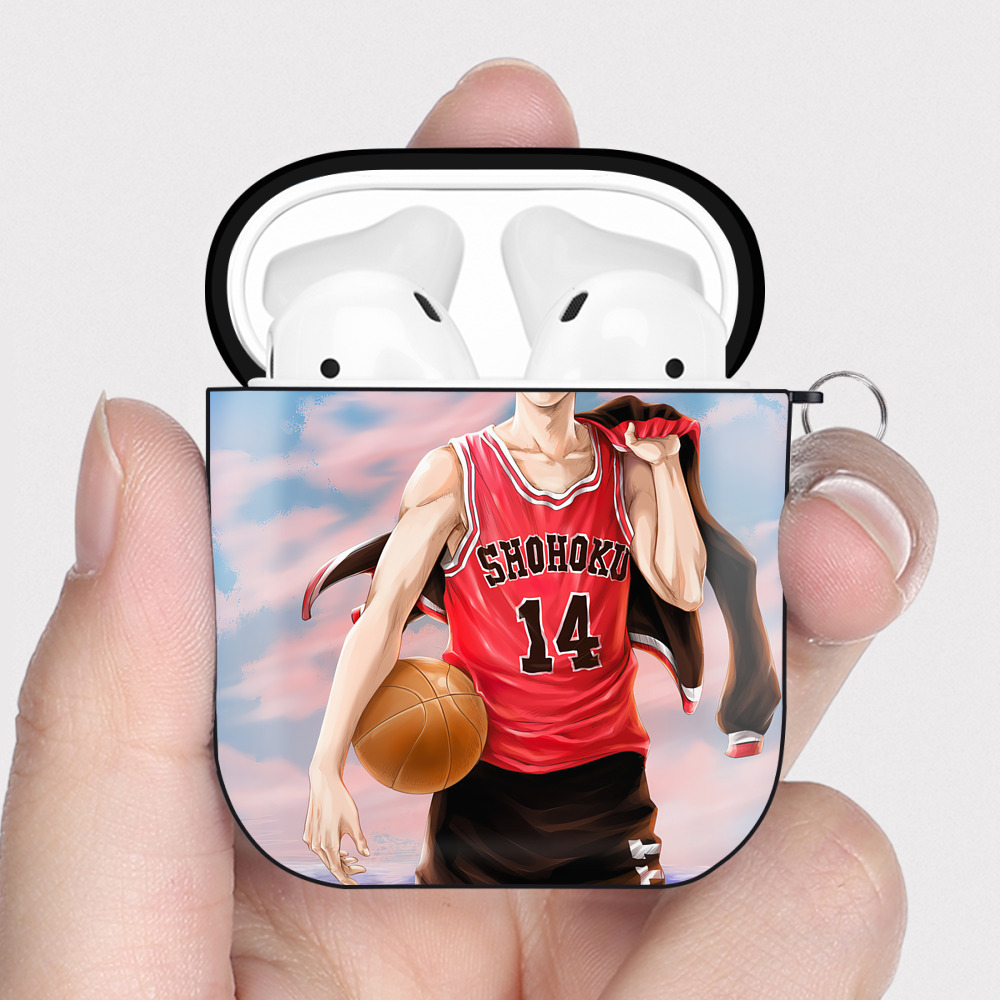 （画像用） SLAM DUNK／スラムダンク AirPods 第2世代保護ケース ハードシェル ブラック 耐衝撃・防指紋・カラビナ付き