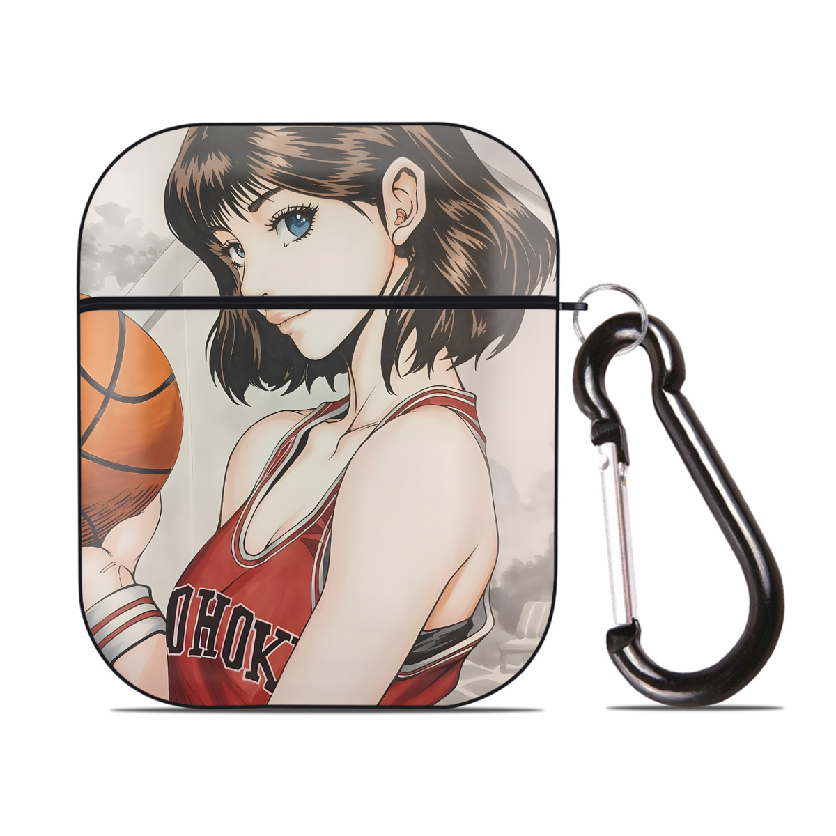 （画像用） SLAM DUNK／スラムダンク AirPods 第2世代保護ケース ハードシェル ブラック 耐衝撃・防指紋・カラビナ付き