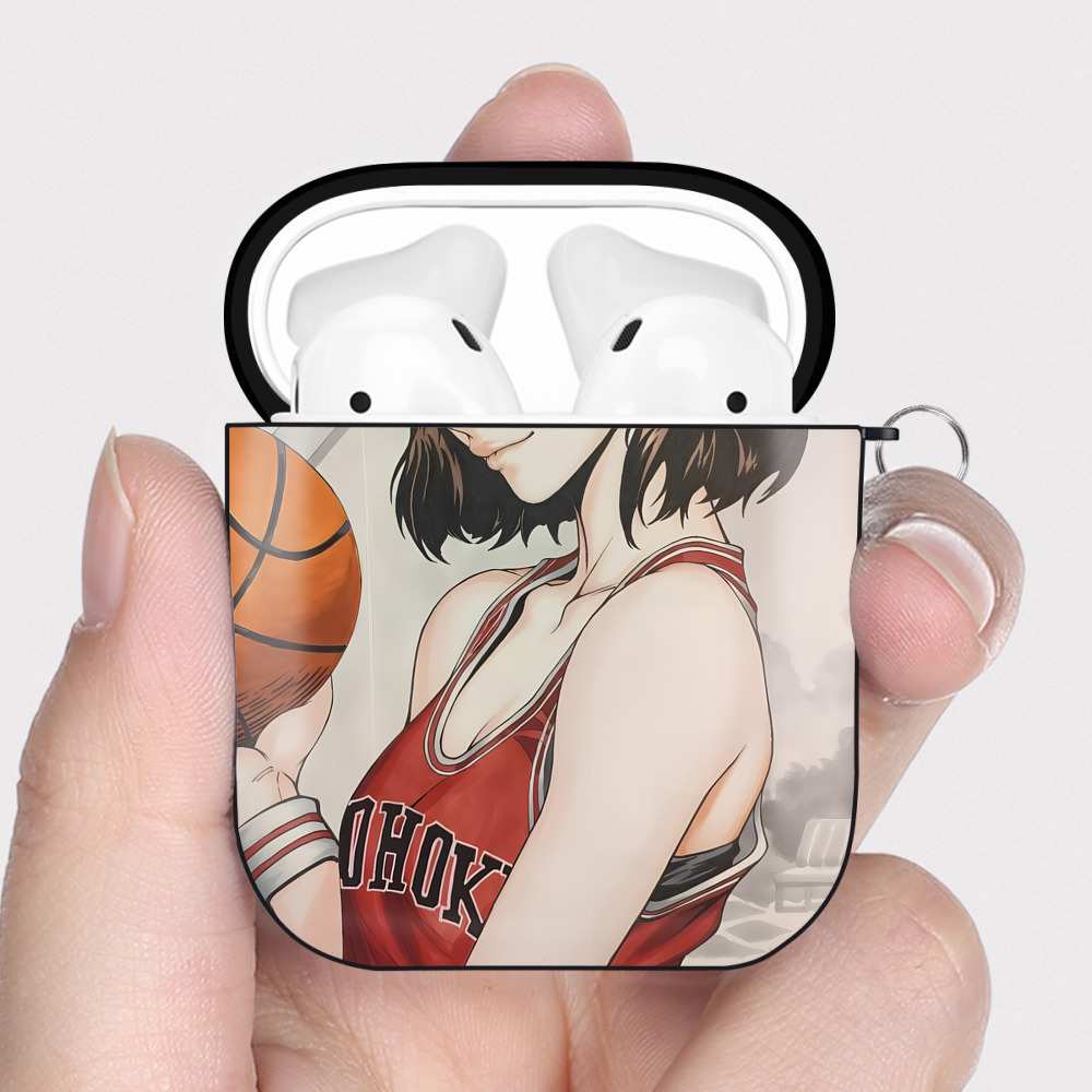 （画像用） SLAM DUNK／スラムダンク AirPods 第2世代保護ケース ハードシェル ブラック 耐衝撃・防指紋・カラビナ付き