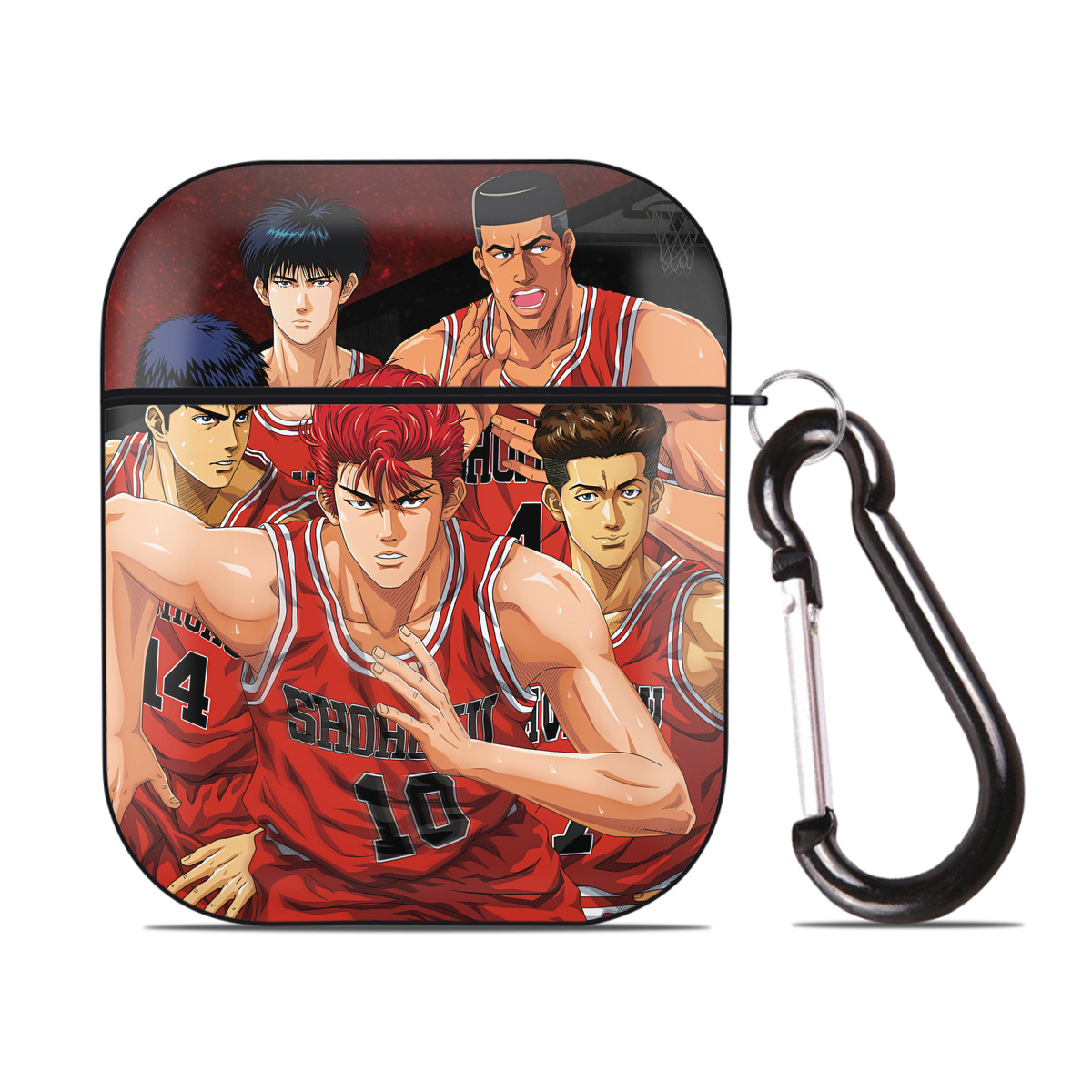 （画像用） SLAM DUNK／スラムダンク AirPods 第2世代保護ケース ハードシェル ブラック 耐衝撃・防指紋・カラビナ付き