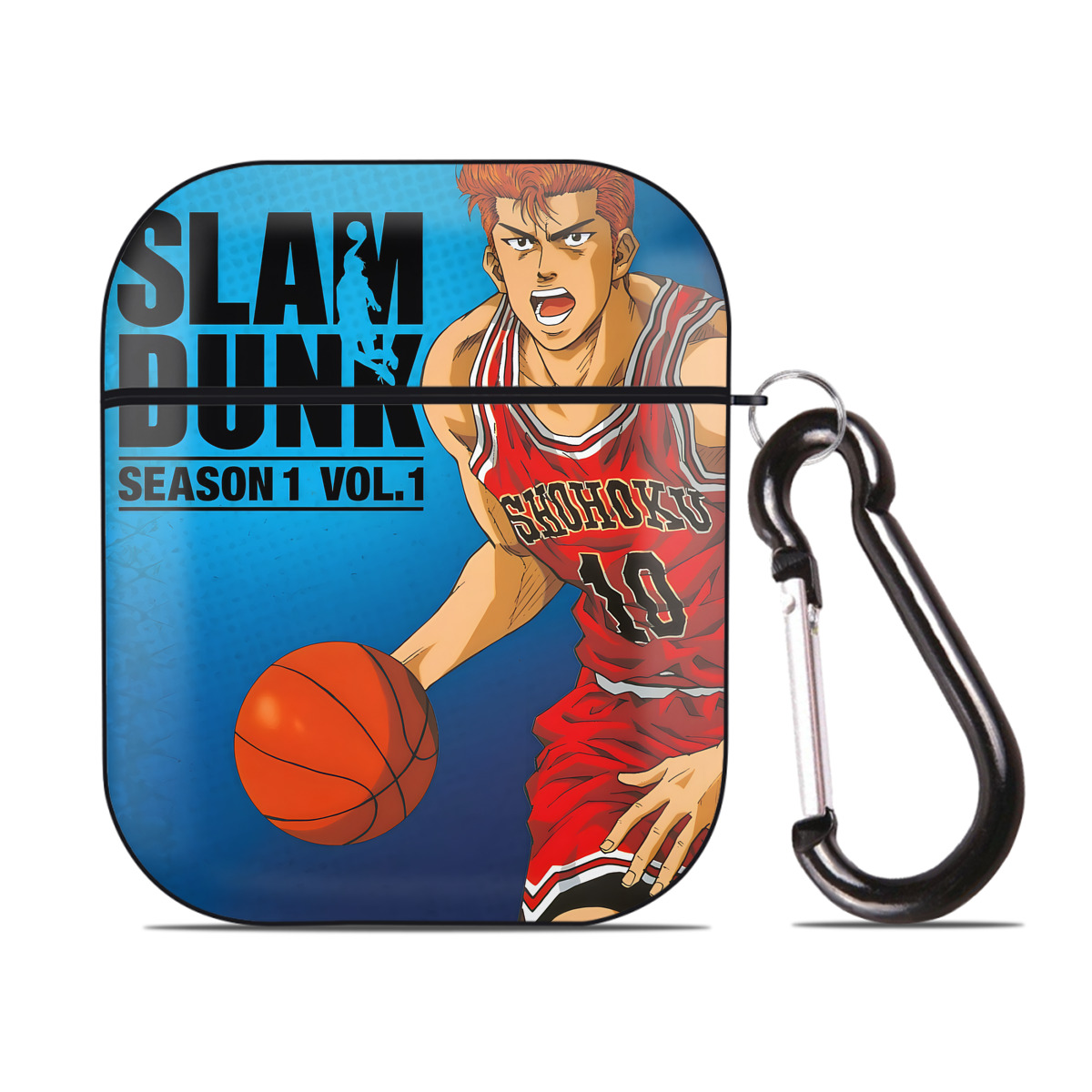 （画像用） SLAM DUNK／スラムダンク AirPods 第2世代保護ケース ハードシェル ブラック 耐衝撃・防指紋・カラビナ付き